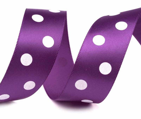 Wstążka 22mm atłas GROCHY fiolet