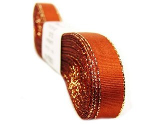 Wstążka 9mm tafta rdzawo-złota