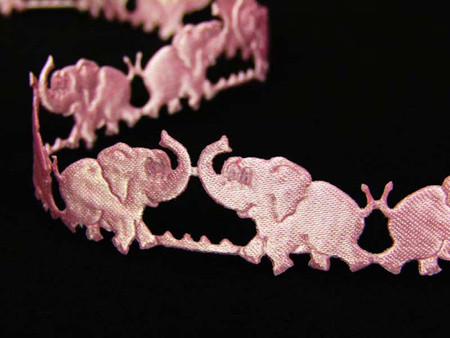 Taśma 20mm satynowa SŁONIKI róż