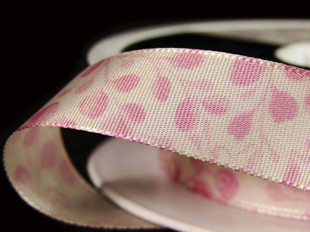 Wstążka 15mm tafta Eucalyptus róż