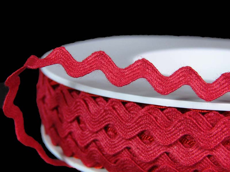 Taśma 7,3mm zygzak bawełna czerwona