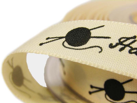 Wstążka 15mm tafta HAND KNITTED natural