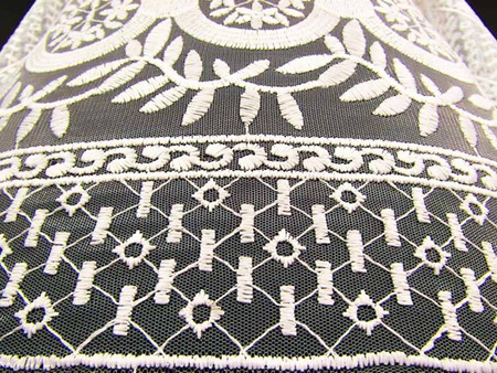 Koronka 145cm tiulowa haft ivory