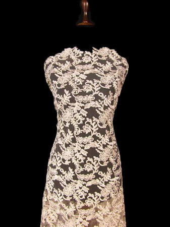 Koronka 140cm tiulowa haft koder jasny beż