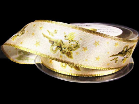 Wstążka 25mm tafta ANGEL złota
