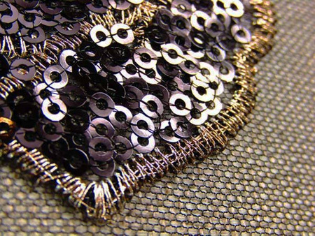 Tkanina 150cm tiulowa z cekinem czarna