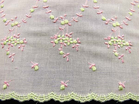 Koronka 30cm haft angielski róż_seledyn