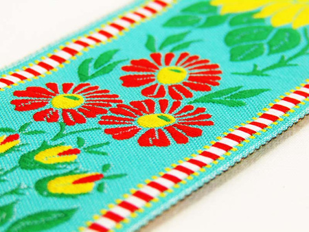 Taśma 45mm żakard RÓŻA seledyn