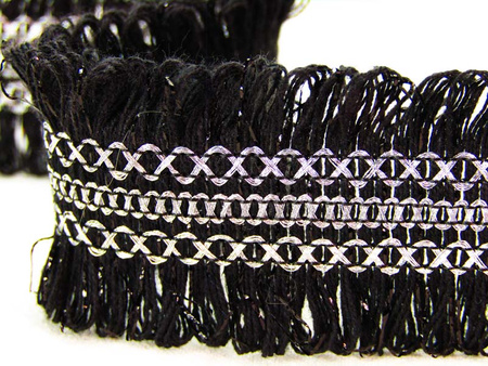 Taśma 3cm ozdobna czarno-srebrna