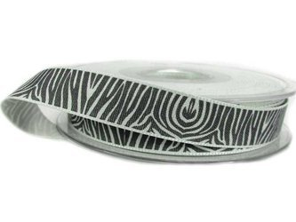 Wstążka 15mm tafta ZEBRA zielona szałwia