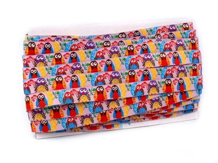 Taśma 16mm żakard SOWA róż