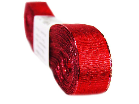 Wstążka 15mm lurex czerwona