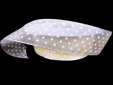 Wstążka 25mm organtyna KROPECZKI ecru