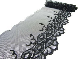 Koronka 12cm tiulowa czarna