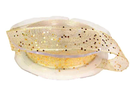 Wstążka 15mm organtyna BROKAT złota