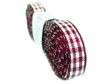 Wstążka 10mm kratka bordo