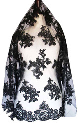 Koronka 140cm tiulowa haft koder czarna