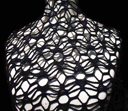 Koronka 140cm bawełniana klockowa czarna