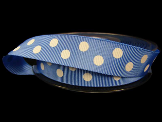 Wstążka 16mm ryps BIG DOTS błękitna