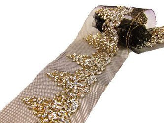 Taśma 6,5cm tiulowa BROKAT czarna