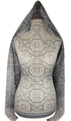 Koronka 140cm stabilna poliester popiel