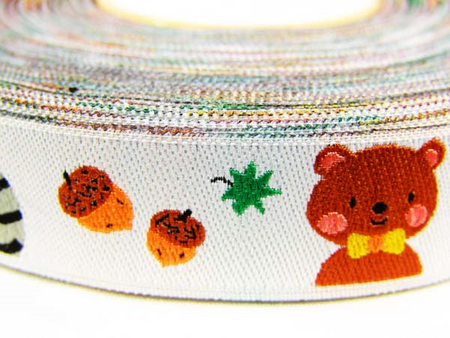 Taśma 16mm żakard ZWIERZAK biała