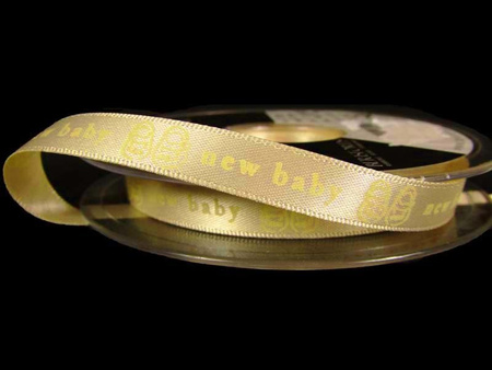 Wstążka 10mm atłas NEW BABY krem