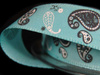 Wstążka 15mm tafta PAISLEY turkus