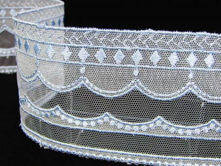 Koronka 7cm tiulowa błękitna