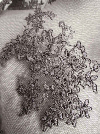 Koronka 140cm tiulowa haft koder grafit