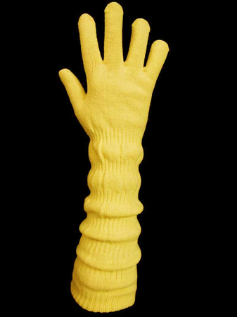 Rękawiczka długa marszczona żółta