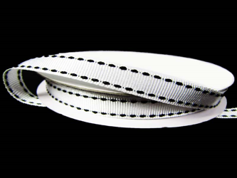 Taśma 0,9cm ryps stebnowana biała