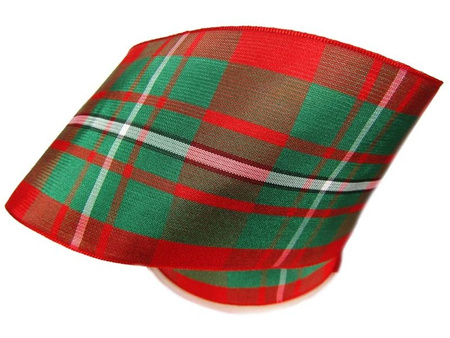 Wstążka 70mm kratka szkocka MacGregor czerwona