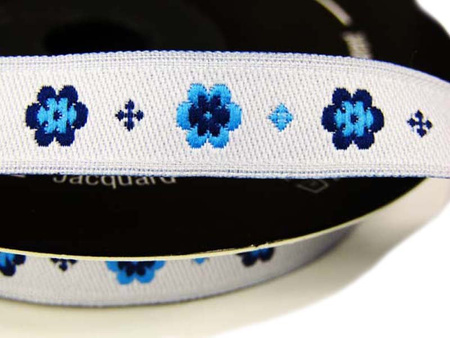 Taśma 11mm żakard STOKROTKA granatowa