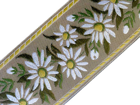 Taśma 50mm żakard kwiat żółty