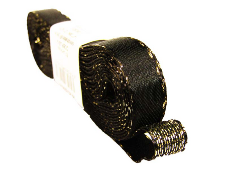 Wstążka 12mm atłas czarno-złota