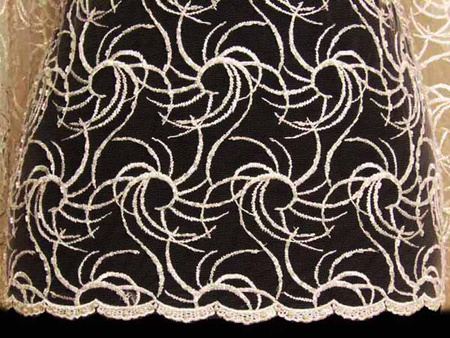 Koronka 130cm tiulowa haft & koralik ivory