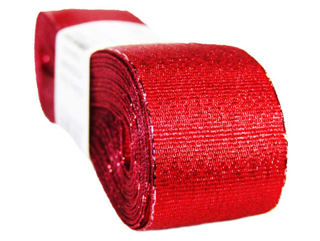 Wstążka 25mm lurex czerwona