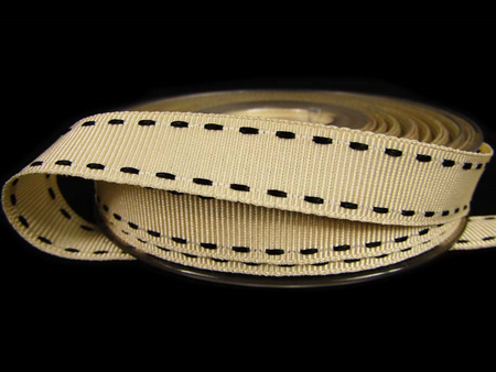 Taśma 1,5cm ryps natural stebnówka czarna