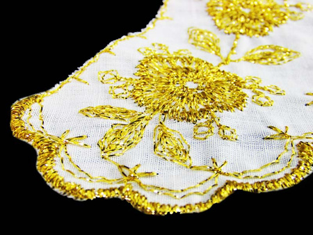 Kołnierzyk młodzieżowy haft bawełna biało-złoty