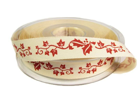 Wstążka 15mm tafta OSTROKRZEW czerwona