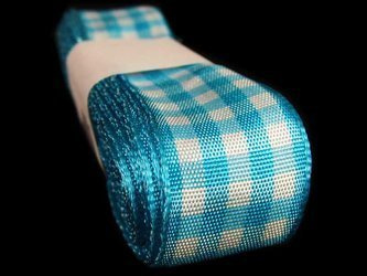 Wstążka 25mm kratka turkus