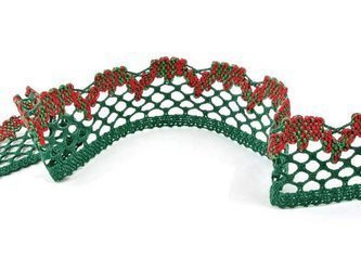 Koronka 4,7cm bawełniana ciemnozielono-czerwona