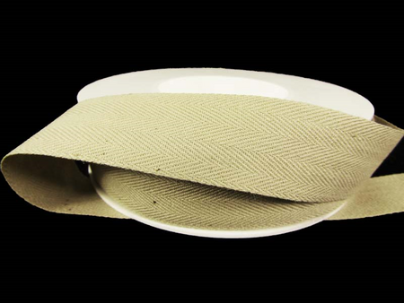 Taśma 25mm bawełniana jodełka jasnobeżowa