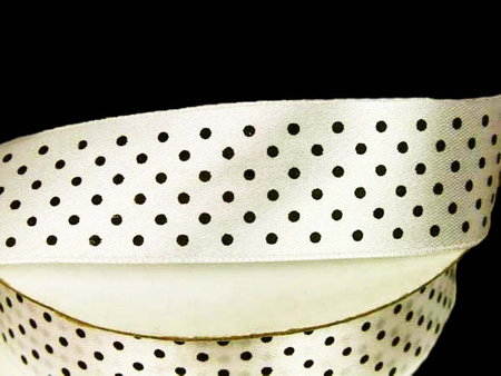 Wstążka 25mm atłas KROPECZKI ivory