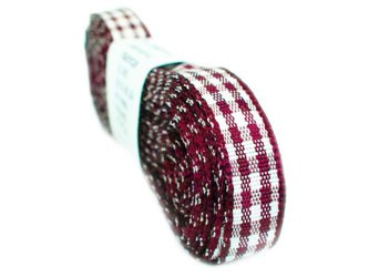 Wstążka 10mm kratka bordo